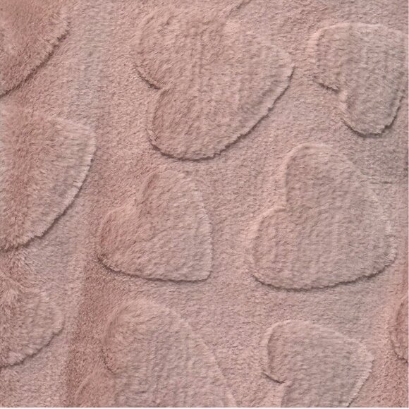 Rachel Zoe Raised Hearts Mauve Pink Faux Fur Throw Blanket Soft Valentine's Day - Picture 4 of 7